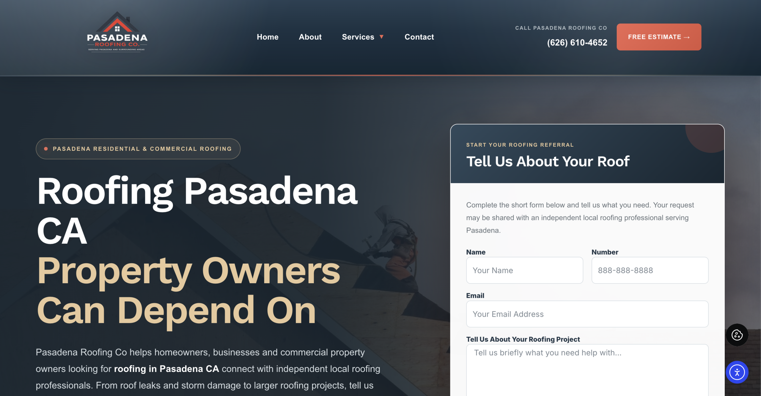 Pasadena Roofing Co website designed by Lokal Leads