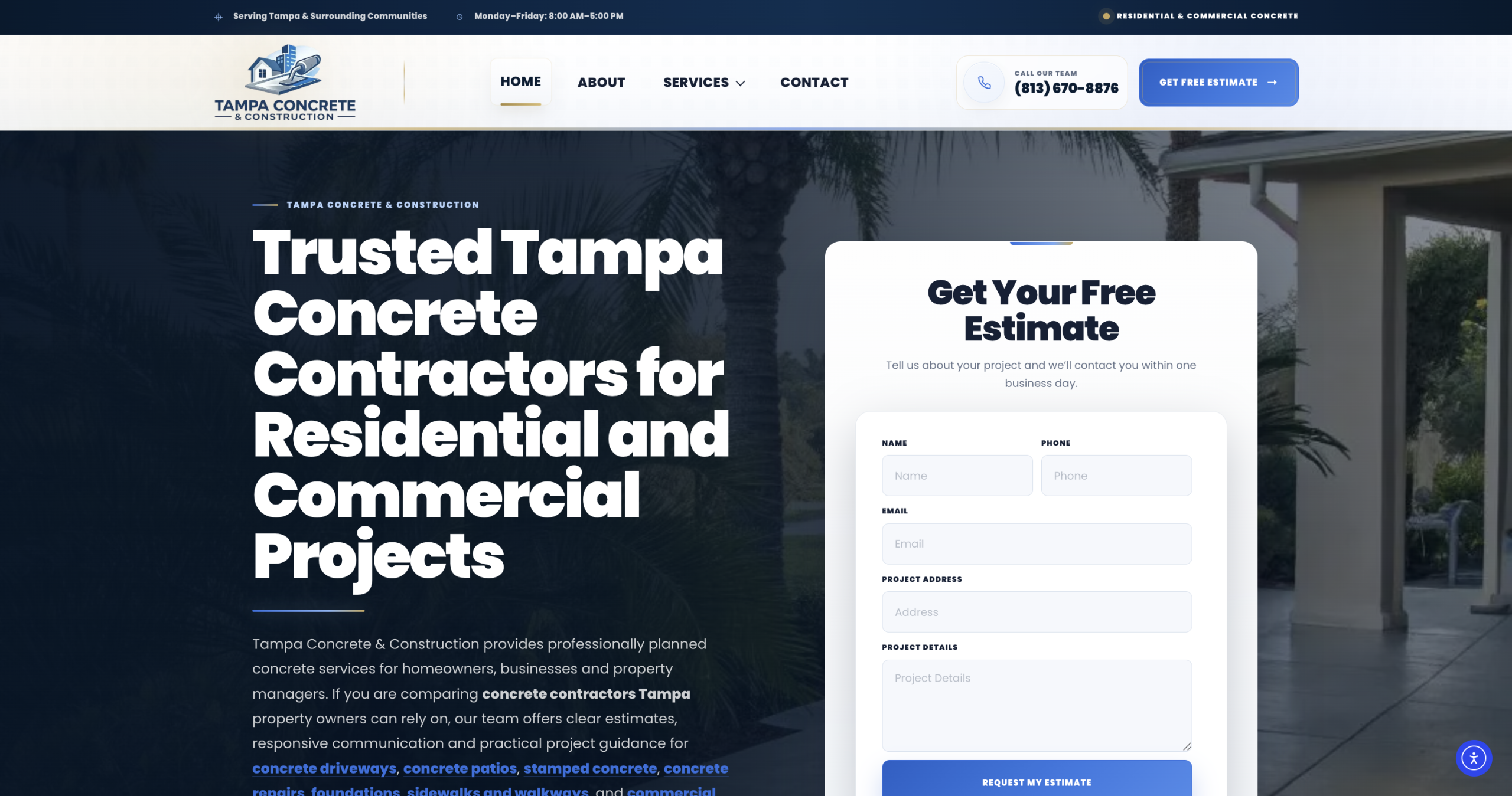 Tampa Concrete and Construction website designed by Lokal Leads