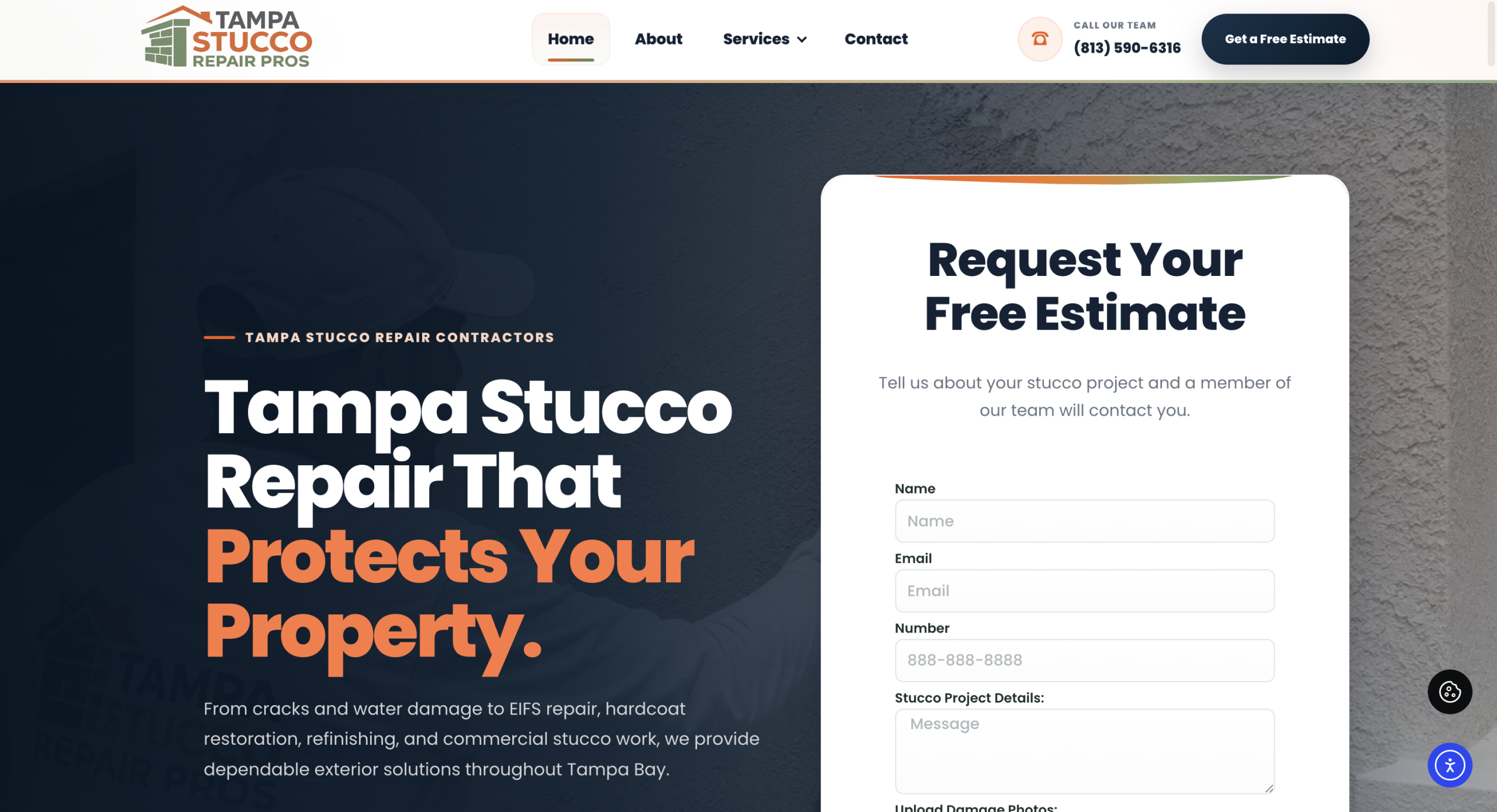 Tampa Stucco Repair Pros website designed by Lokal Leads